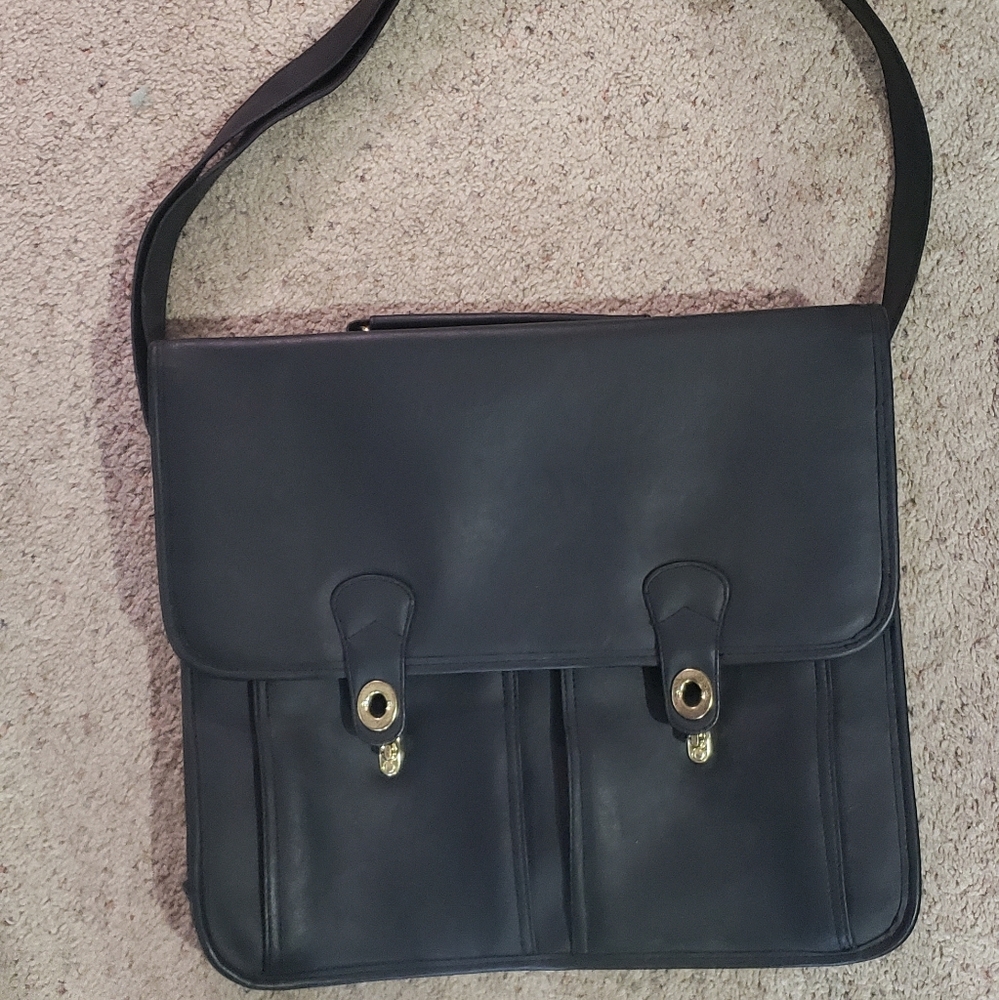 Jackson black faux leather briefcase